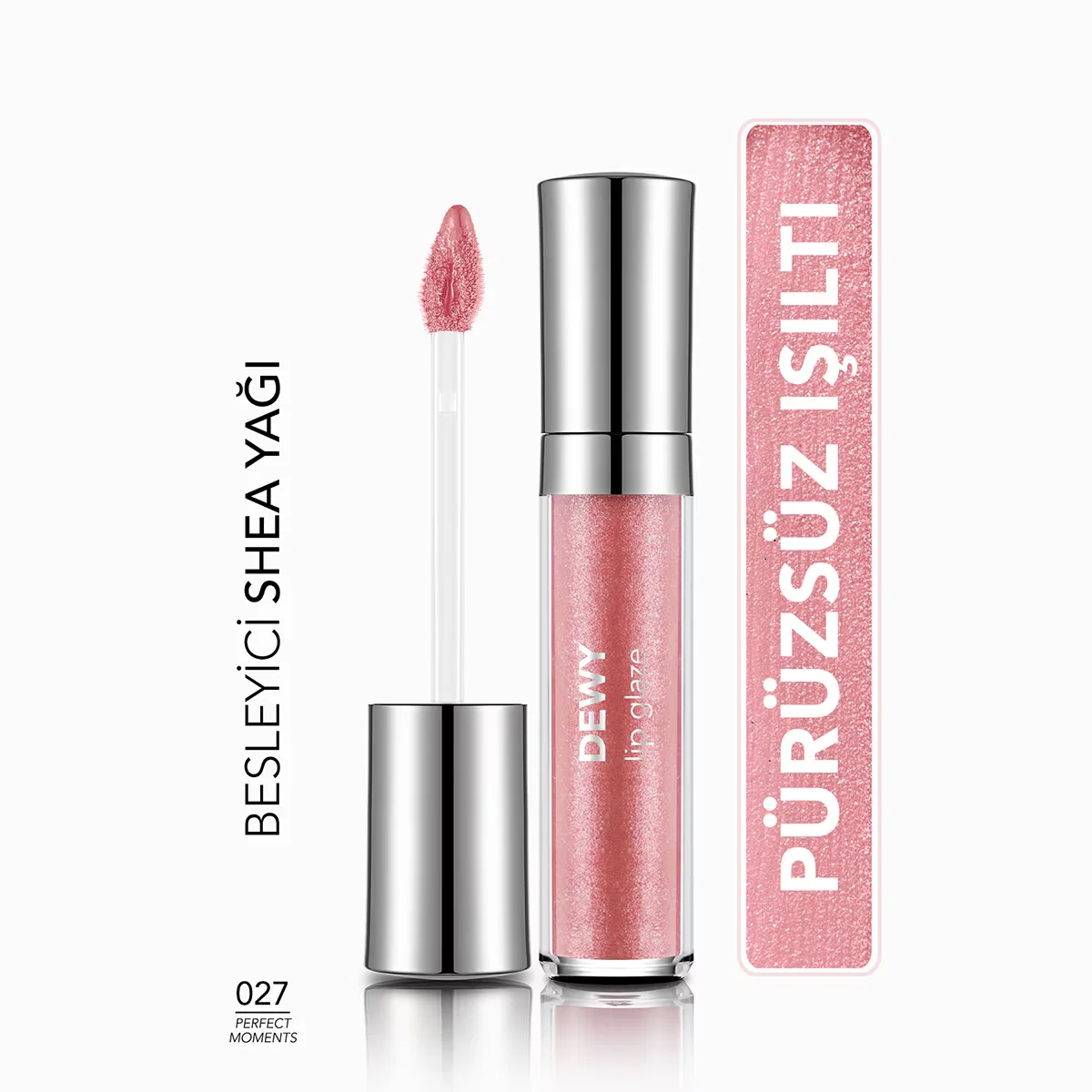 Flormar Dewy Lip Glaze 027 - Feuchtigkeitsspendender Gloss, Strahlender Glanz