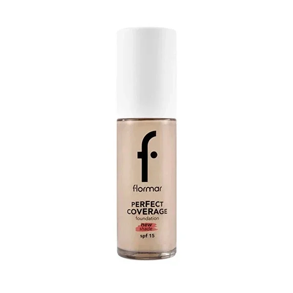 Flormar Perfect Coverage High Pigment & Semi-Glossy Finish SPF15 Foundation 130 Light Beige 30 gr
