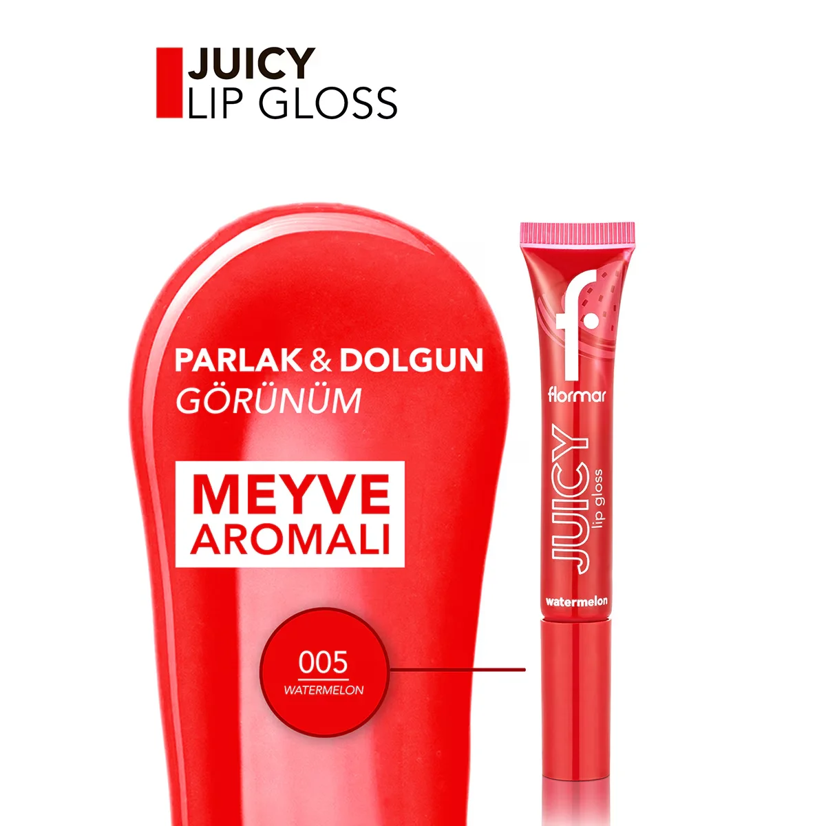 Flormar Juicy Feuchtigkeitsspendender Lipgloss - Wassermelonen-Geschmack 005