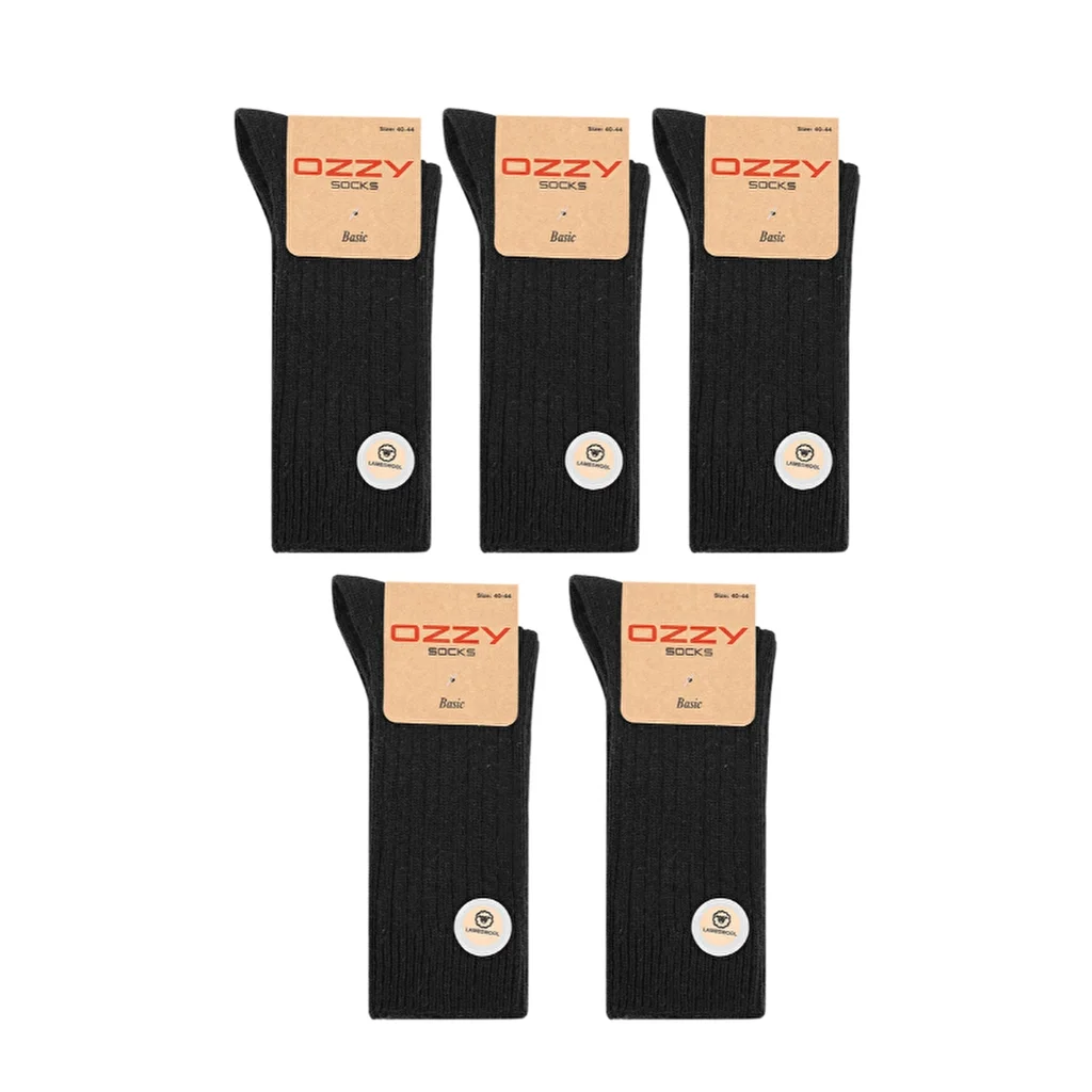 Ozzy Socks Men's 5-pack Wool Socks Black 40/44