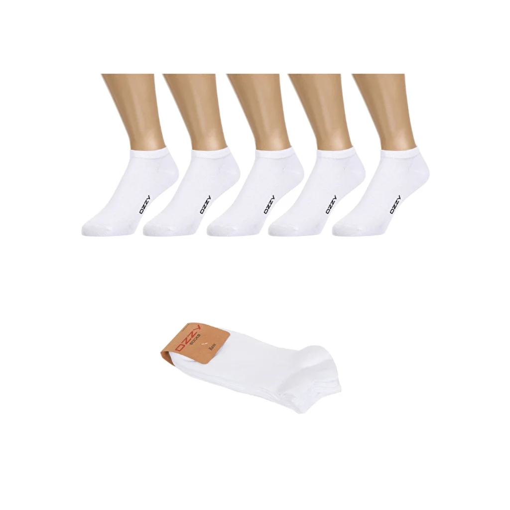 Ozzy Socks جوارب أوزي النسائية عبوة من 5 جوارب قطنية بدون درزات للكاحل بيضاء، 36/40