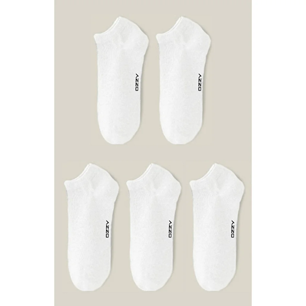 Ozzy Socks Men's 5-pack Seamless Cotton Ankle Socks White 40/44