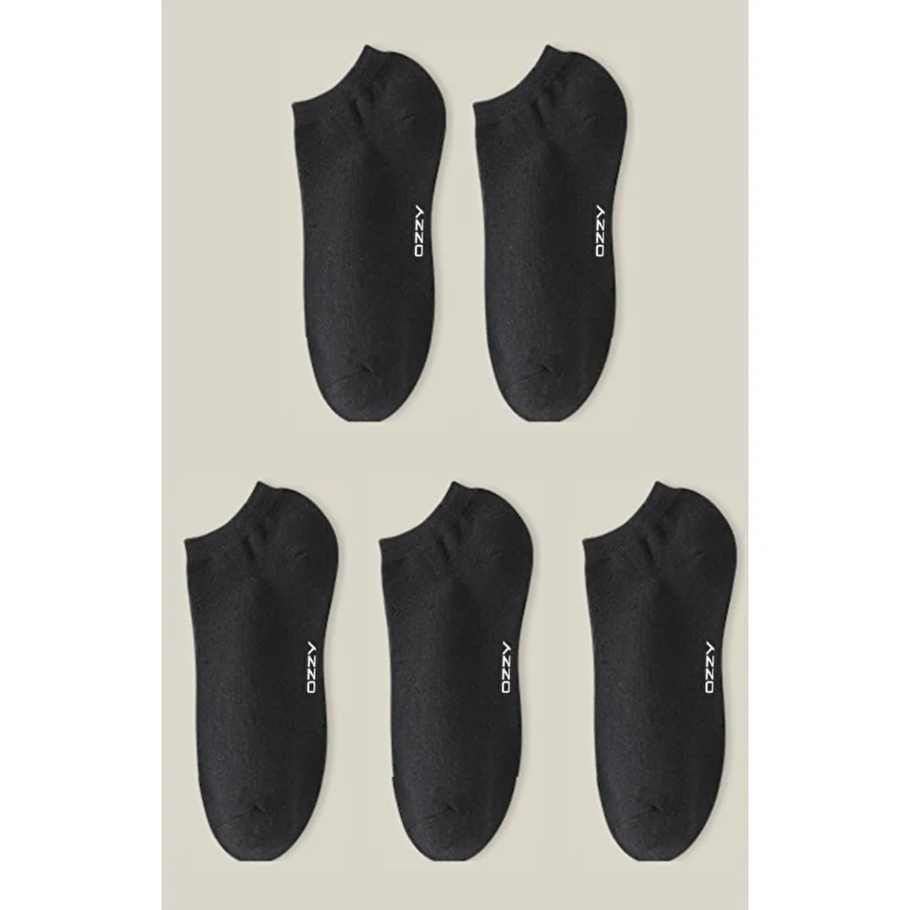Ozzy Socks Men's 5-pack Seamless Cotton Ankle Socks Black 40/44