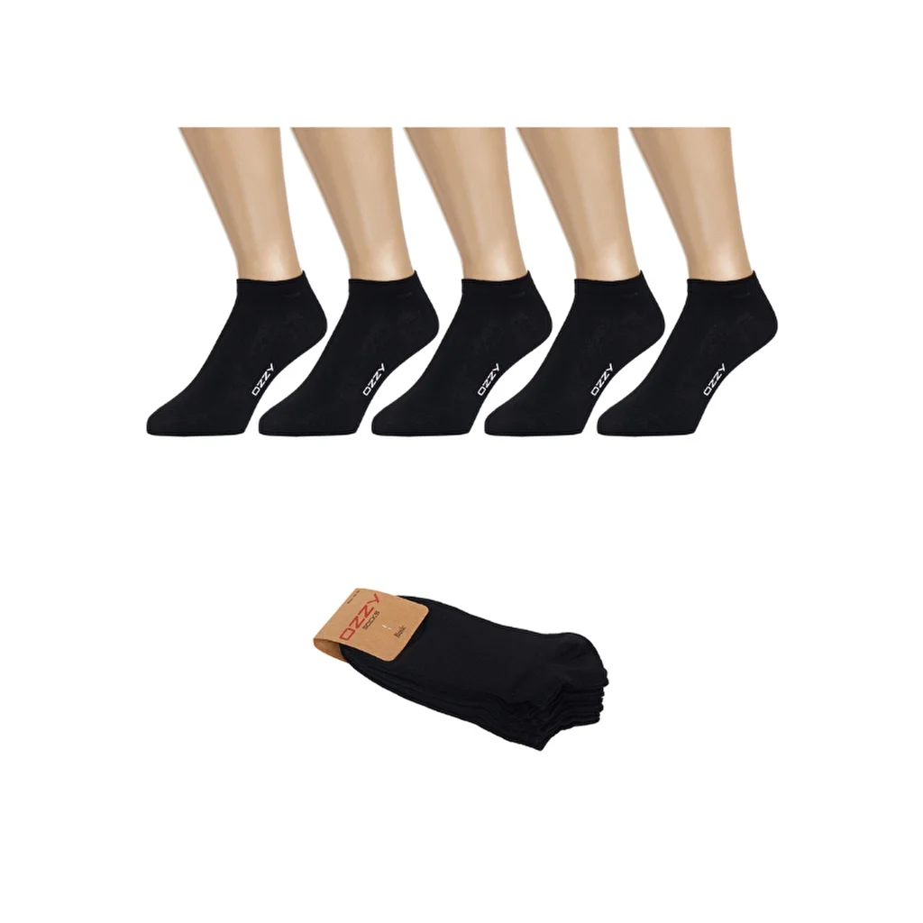 Ozzy Socks Men's 5-pack Seamless Cotton Ankle Socks Black 40/44
