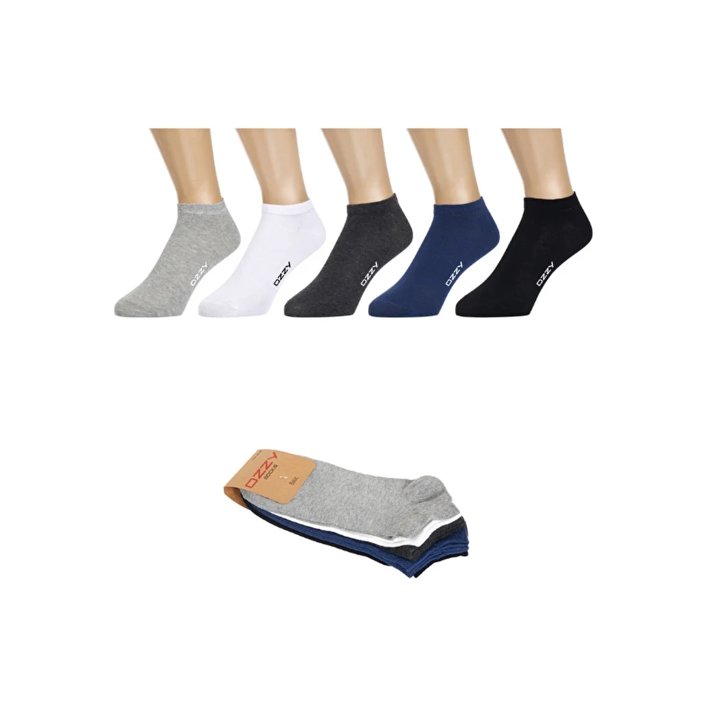 Bunte nahtlose Baumwoll-Sneakersocken 5er-Pack