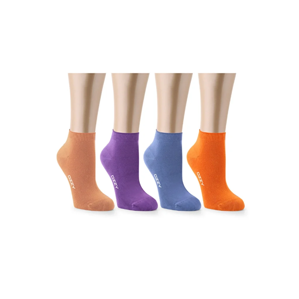 Ozzy Socks Women's 4-pack Bamboo Seamless Ankle Socks Colorful 1 36/40