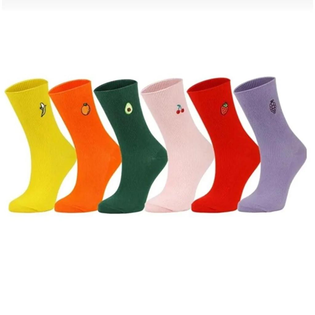 Ozzy Socks Women 6-pack Fruit Embroidered Socks 36/40