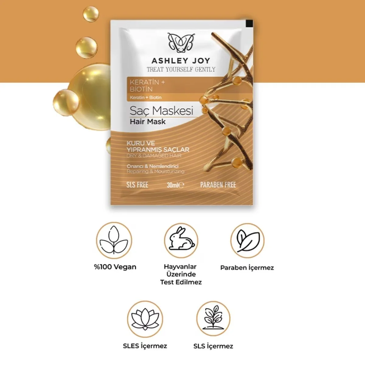 Ashley Joy 30ml Feuchtigkeitsspendende Haarkur für weiches, hydratisiertes Haar