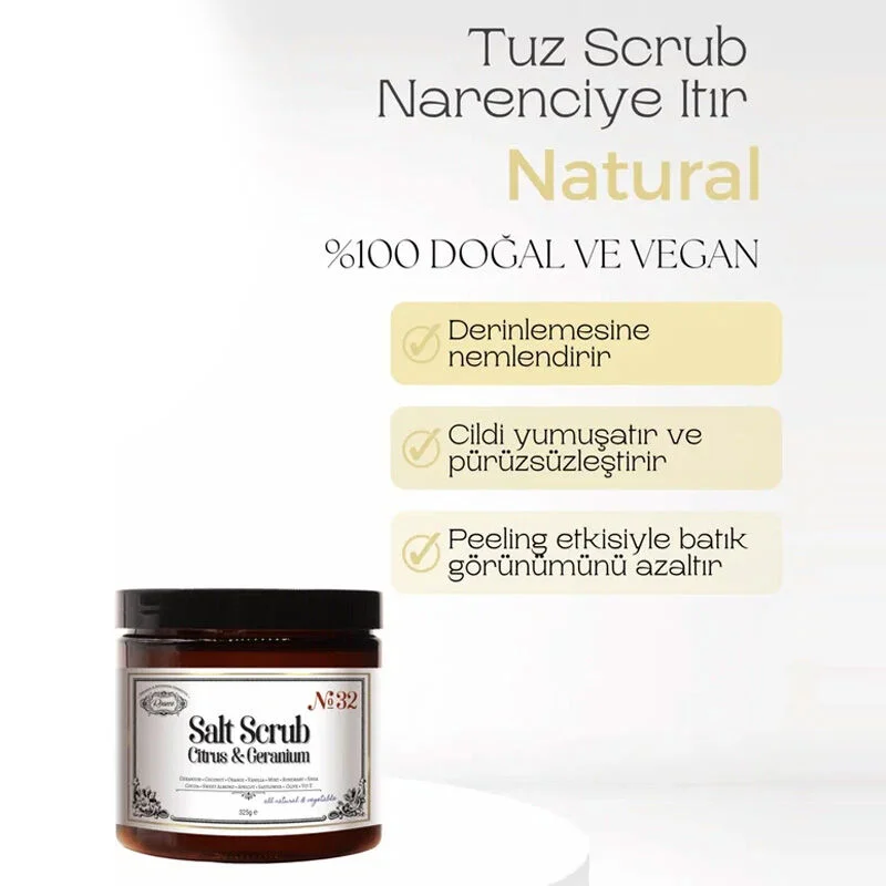 Rosece R32 salt Scrub Citrus Geranium - Natural Spa Peeling Purifier 325 gr