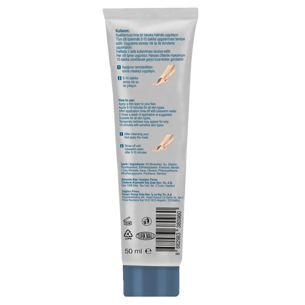 Claderm Menthol Tonerde Fußmaske 50ml