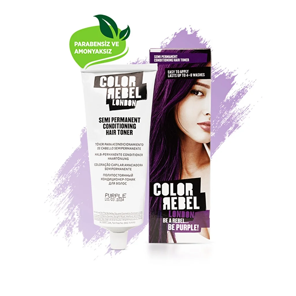 Color Rebel London Paraben &amp; Ammonia Free Semi Permanent Hair Dye Purple 100 ml