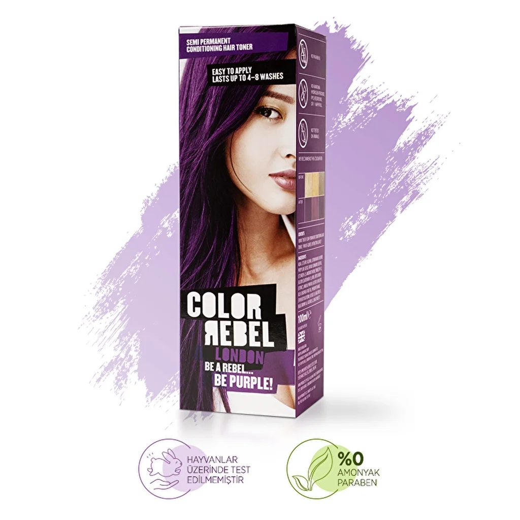 Color Rebel London Paraben &amp; Ammonia Free Semi Permanent Hair Dye Purple 100 ml