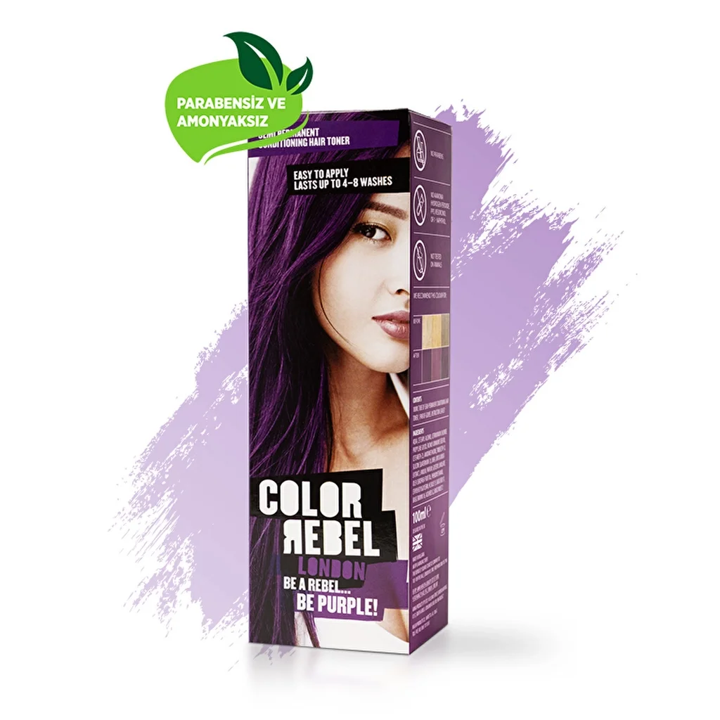 Color Rebel London Paraben &amp; Ammonia Free Semi Permanent Hair Dye Purple 100 ml