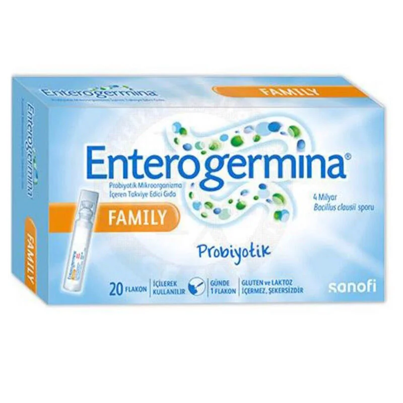 Enterogermina عائلة إنتروجيرمينا من الكائنات الحية الدقيقة البروبيوتيكية التي تحتوي على غذاء مكمل، 20 قارورة