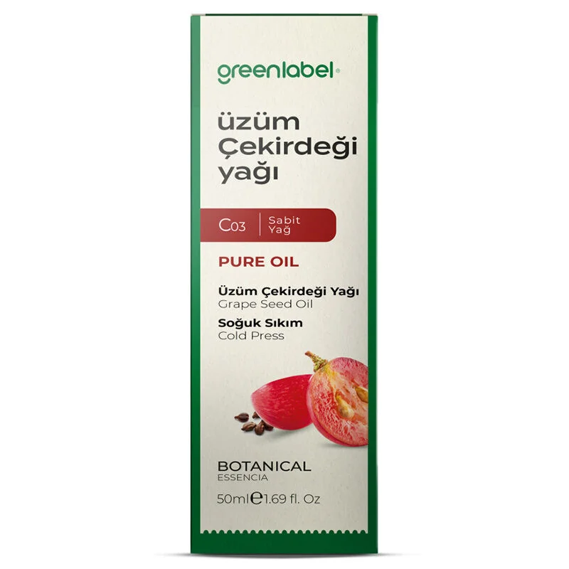 Greenlabel زيت بذور العنب جرين ليبل ٥٠ مل مستخلص طبيعي معصور على البارد