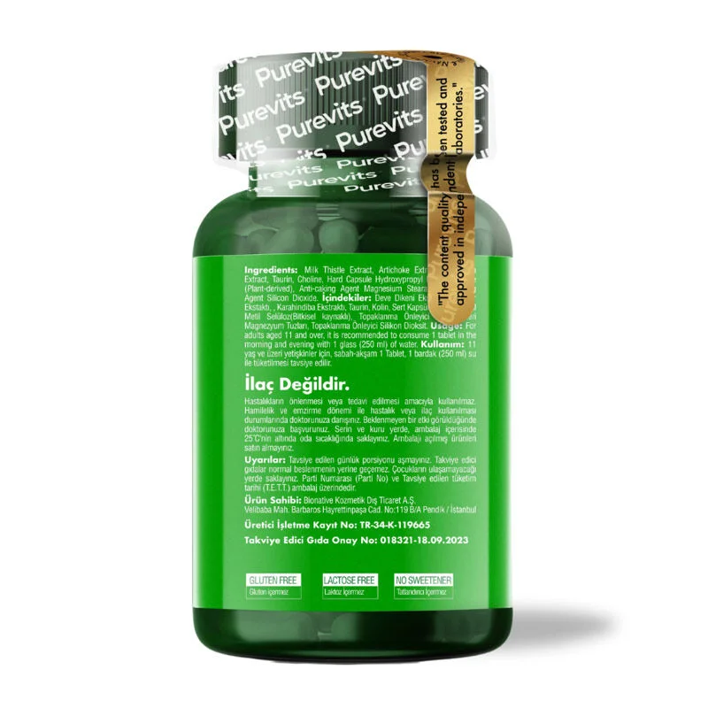 Purevits Milk Thistle Komplex Nahrungsergänzung - 60 Kapseln