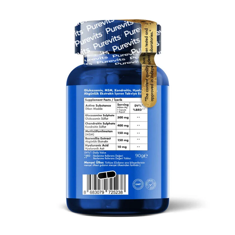 Purevits Glucosamin Chondroitin MSM Nahrungsergänzung - 60 Tabletten
