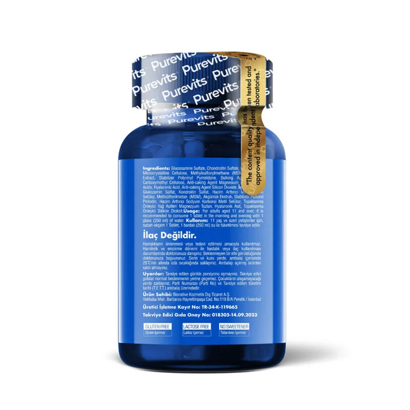 Purevits Glucosamin Chondroitin MSM Nahrungsergänzung - 60 Tabletten