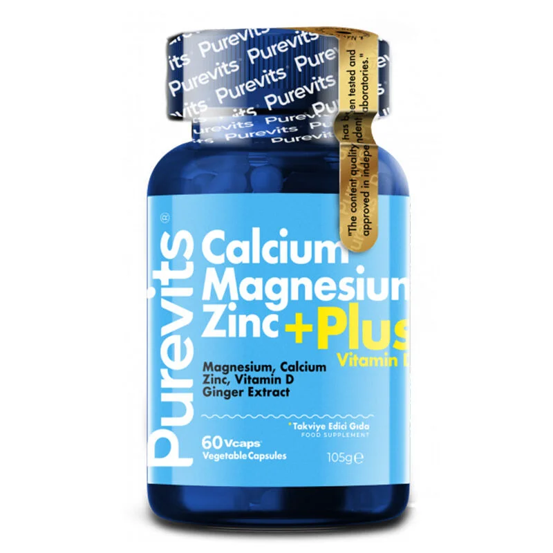 Purevits Calcium Magnesium Zinc+ Plus Vitamin D Food Supplement 60 capsules