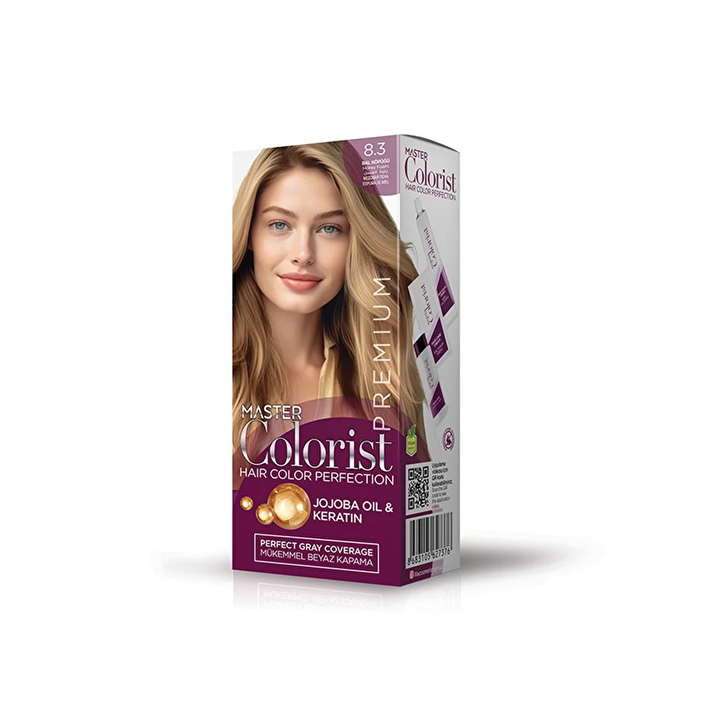 Master Colorist Premium Cream Hair Dye 8.3 honey Foam