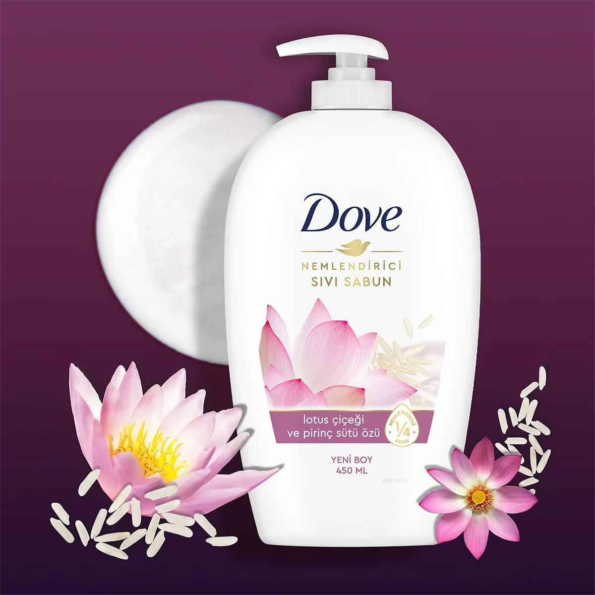 Dove Feuchtigkeitsspendende Flüssigseife mit Lotus- und Reismilch 450ml