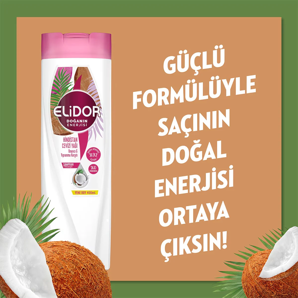 Elidor Kokosnussöl Reparatur Shampoo - 92% Natürlich, 400ml