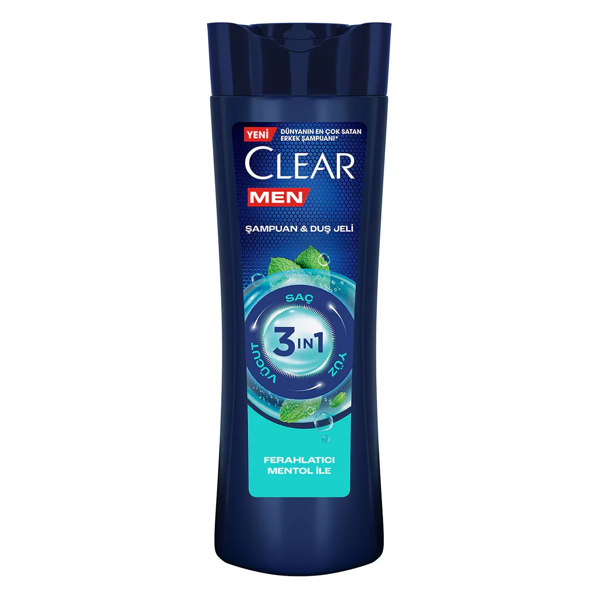 Clear شامبو وجل استحمام 3 في 1 من كلير مين برائحة المنثول المنعشة للشعر والوجه والجسم 350 مل