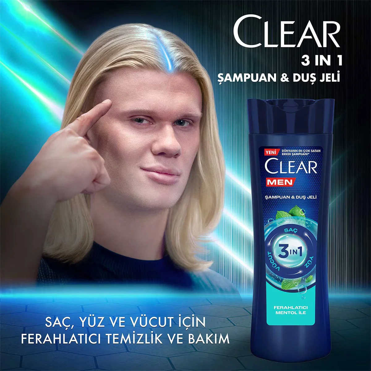 Clear شامبو وجل استحمام 3 في 1 من كلير مين برائحة المنثول المنعشة للشعر والوجه والجسم 350 مل