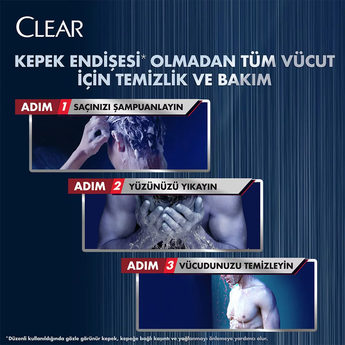Clear شامبو وجل استحمام 3 في 1 من كلير مين برائحة المنثول المنعشة للشعر والوجه والجسم 350 مل