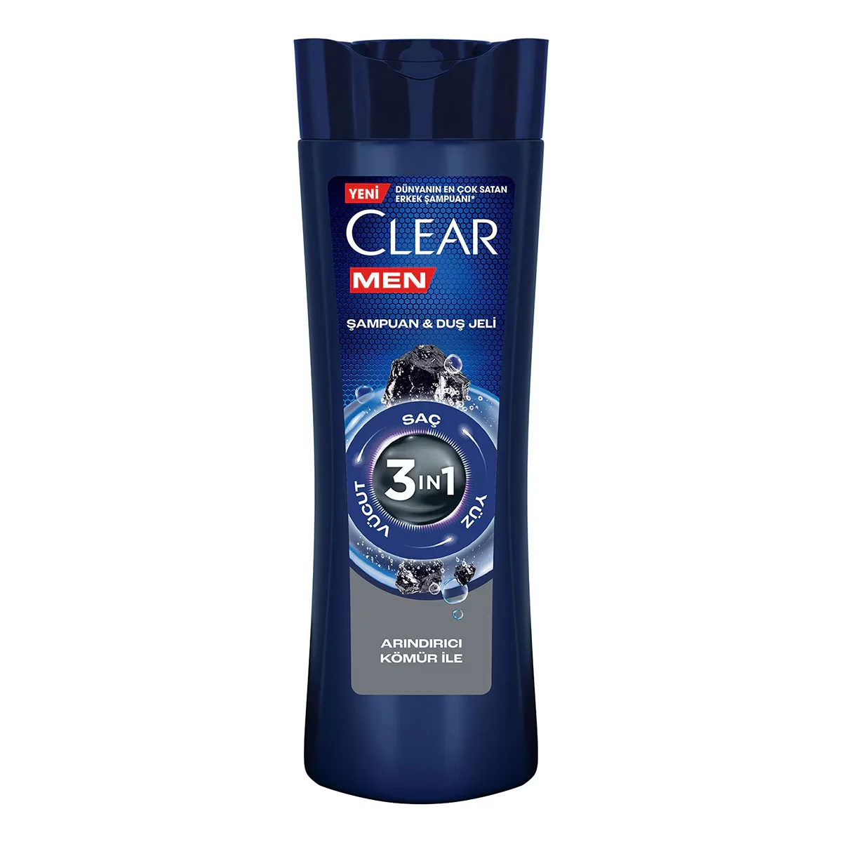 Clear Men 3 in 1 Shampoo & Shower Gel A Purifying Charcoal For Hair Face Body 350 ml