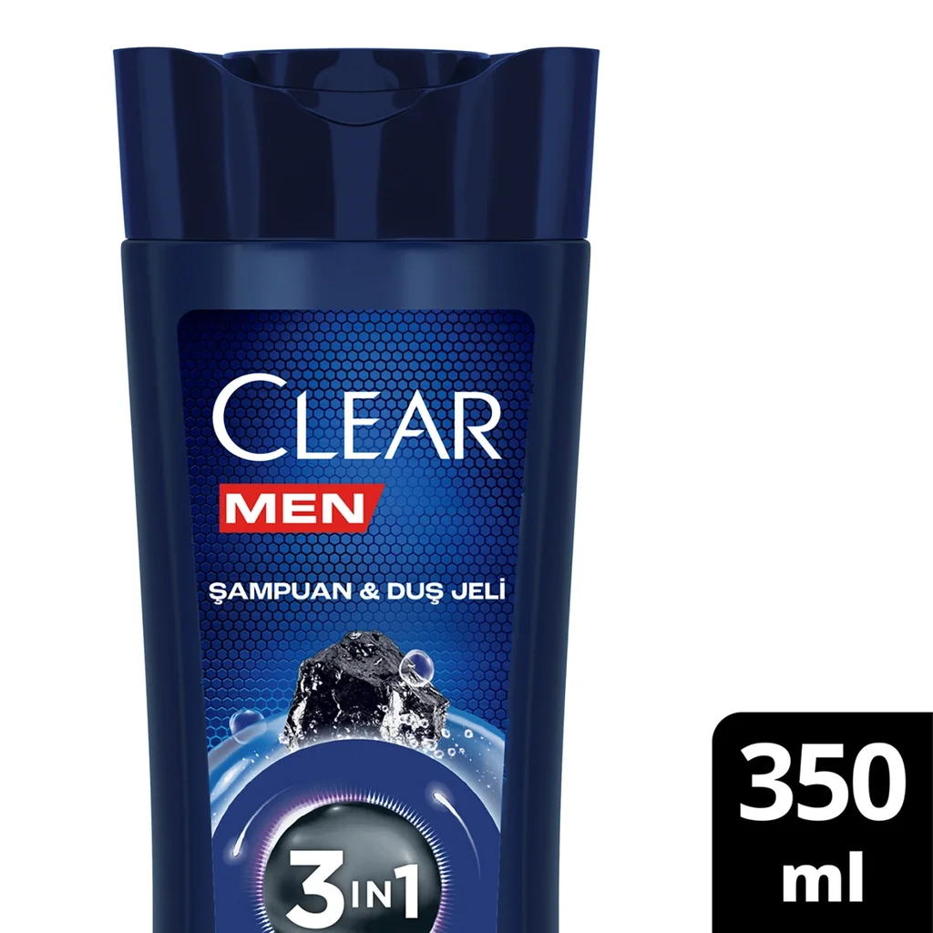 Clear Men 3 in 1 shampoo & Shower Gel Purifying Charcoal 350 ml
