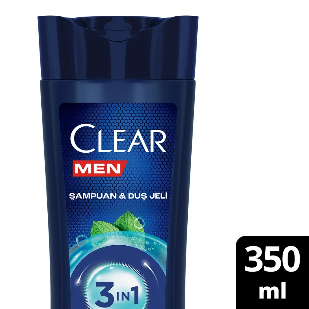 Шампунь и гель для душа Clear Men 3 в 1 Освежающий ментол 350 мл