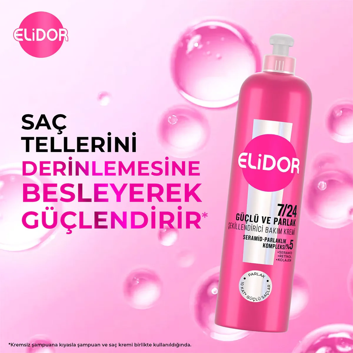 Elidor 24/7 Starker &amp; Glänzender Haarstyling-Creme für Trockenes Haar 240ml
