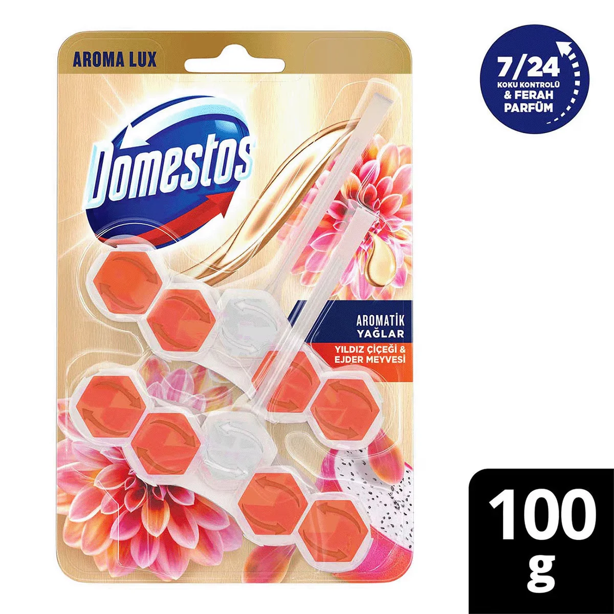 Domestos Toilet Block Aroma Lux Star Flower & Dragon Fruit 2x50 gr
