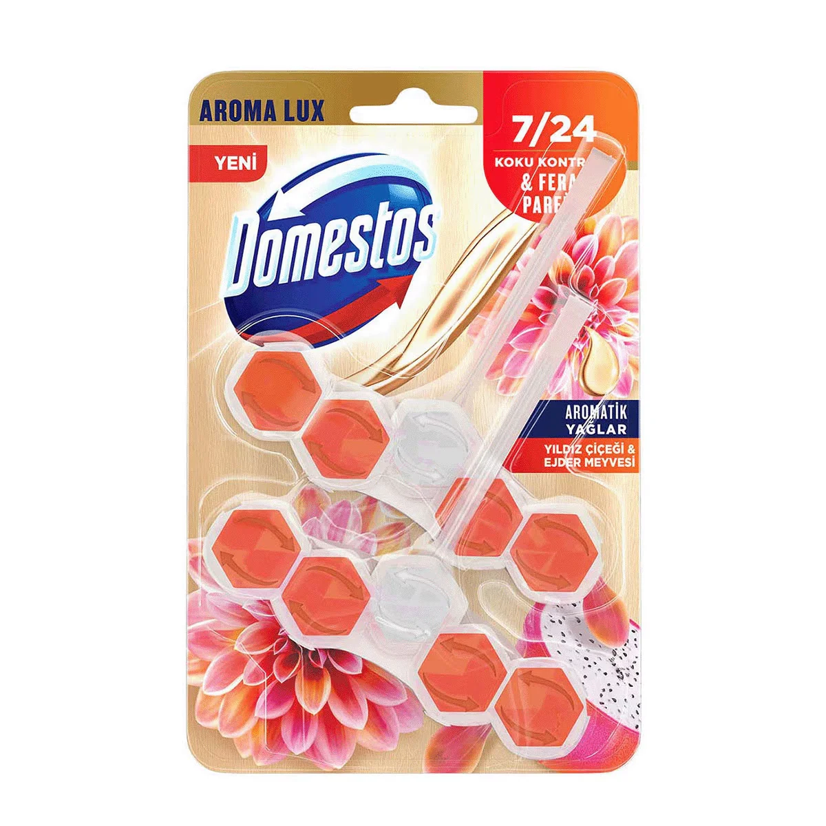 Domestos Toilet Block Aroma Lux Star Flower & Dragon Fruit 2x50 gr