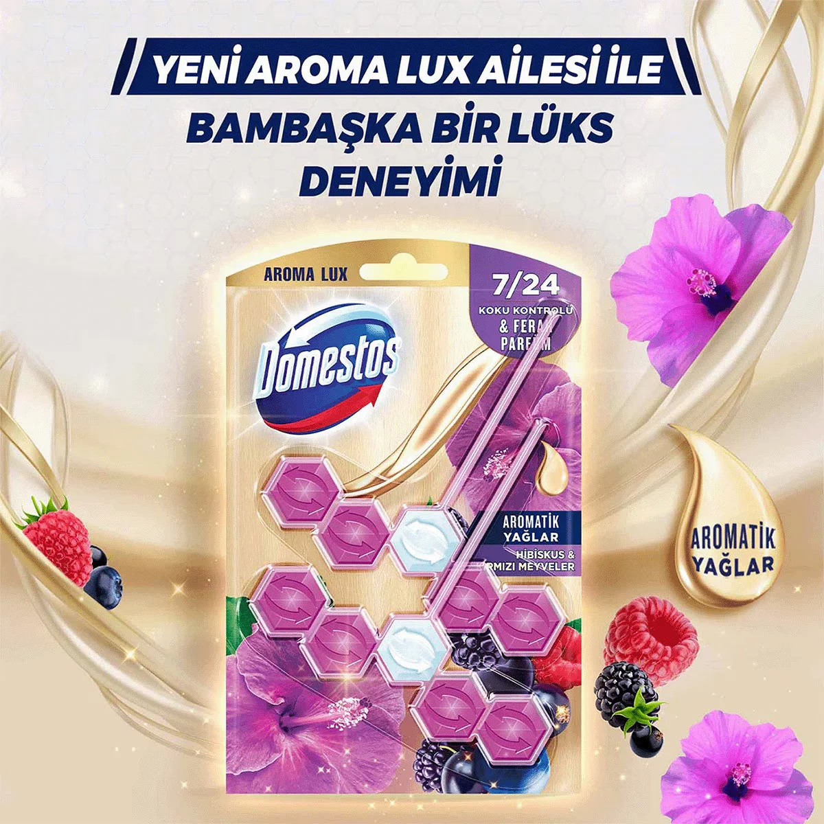 Domestos Aroma Lux Toilettenblock Hibiskus &amp; Rote Früchte 100g