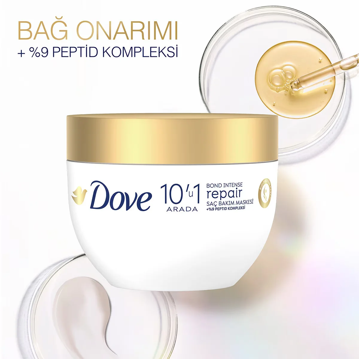 Dove قناع دوف 10 في 1 للعناية بالشعر، إصلاح مكثف، مركب الببتيد، 265 مل