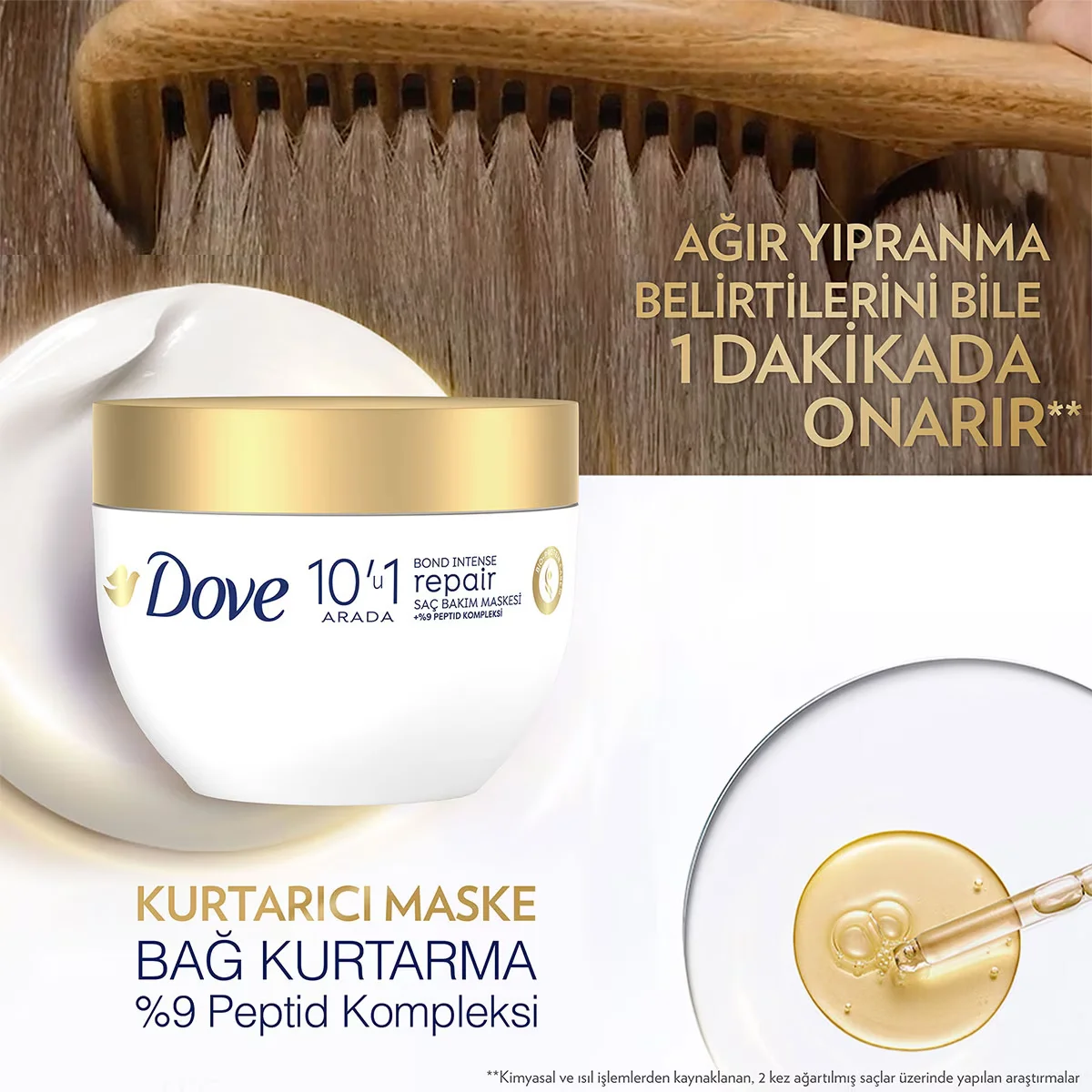 Dove قناع دوف 10 في 1 للعناية بالشعر، إصلاح مكثف، مركب الببتيد، 265 مل