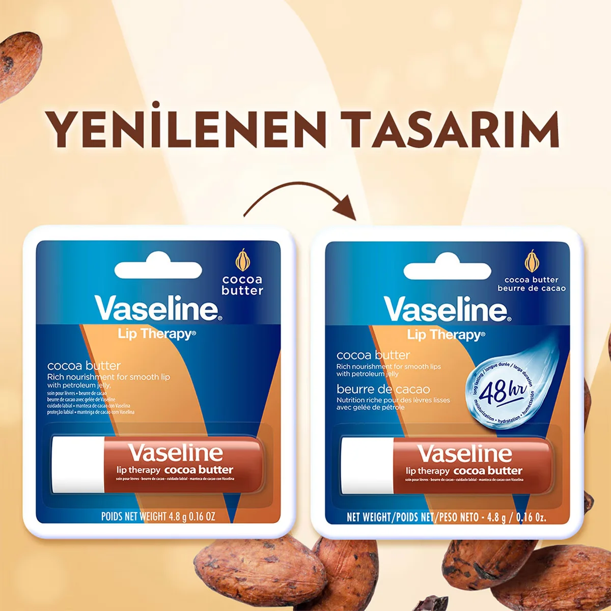 Vaseline كريم فازلين للعناية بالشفاه بزبدة الكاكاو 4.8 جرام