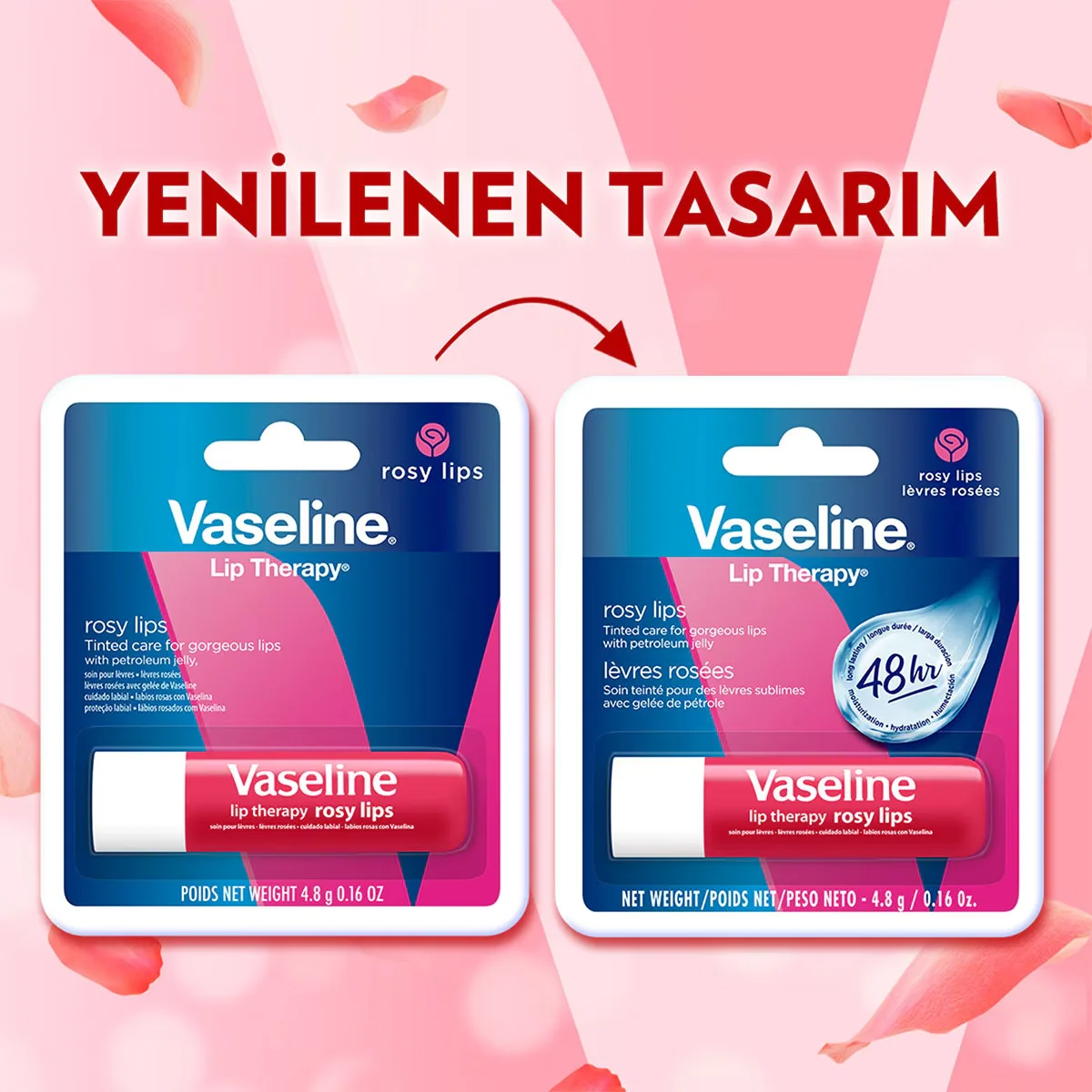 Vaseline Rosy Lips Lippenpflegecreme - Feuchtigkeit &amp; Glanz 4,8g