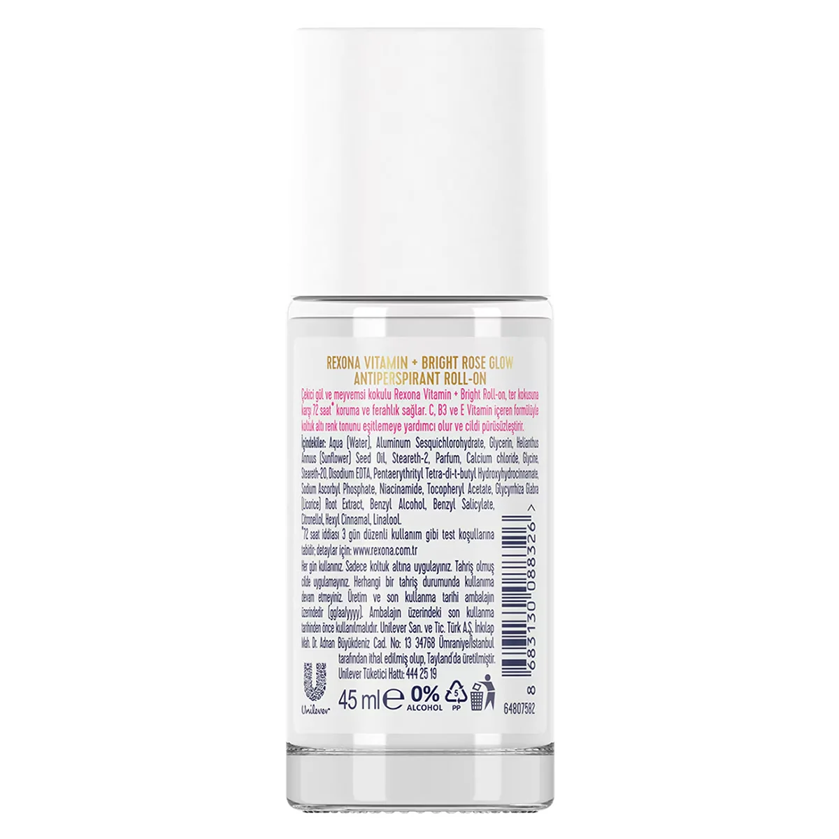Rexona Vitamin + Bright Women Roll On Deodorant Rose Glow 45 ml