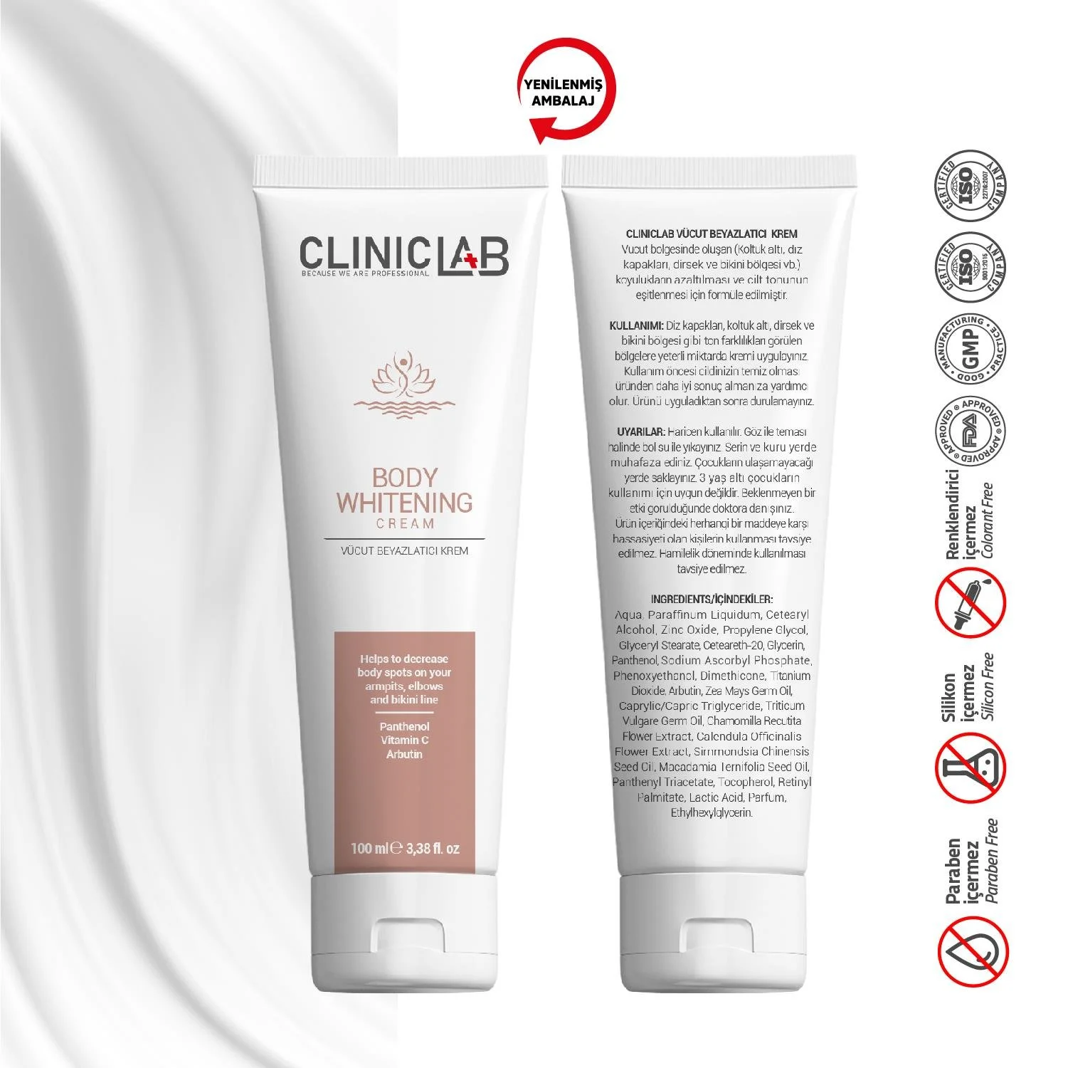 Clinique Lab Aufhellende und Whitening-Creme für empfindliche Bereiche und Körper 100ml von Clinique