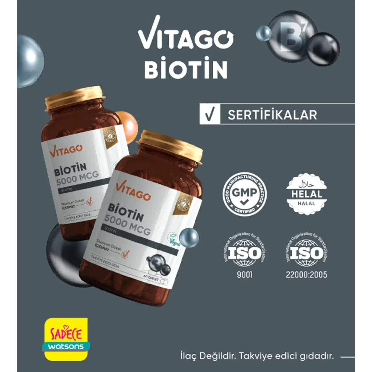 Vitago Biotin 5000 mcg Tablet Supplementary Food 60's
