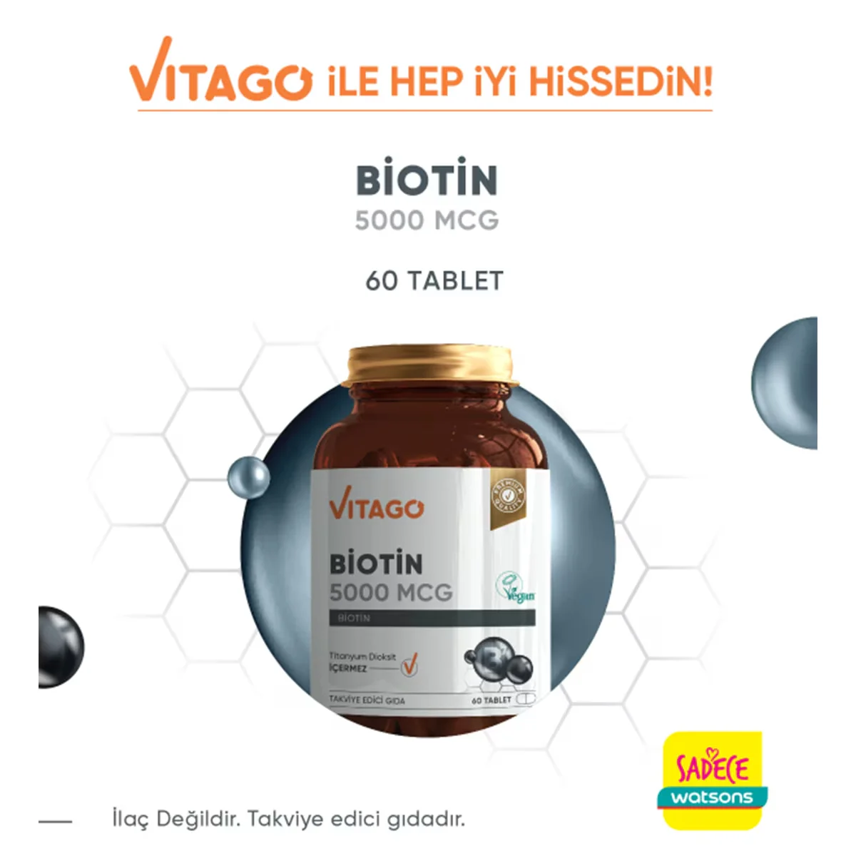Vitago Biotin 5000 mcg Tablet Supplementary Food 60's