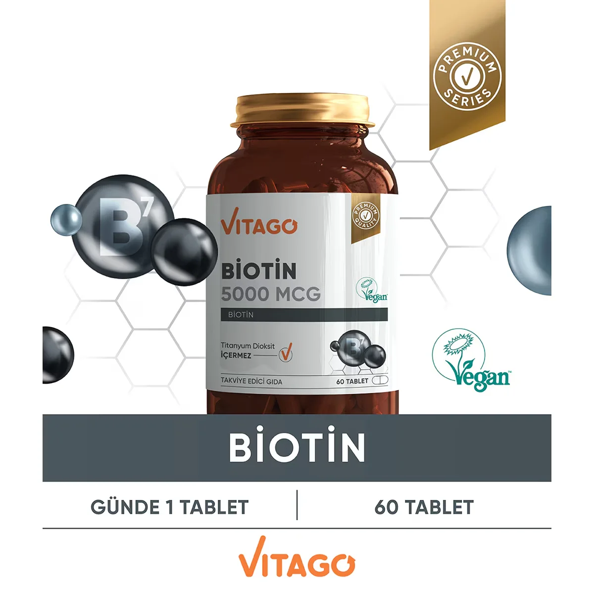 Vitago Biotin 5000 mcg Tablet Supplementary Food 60's