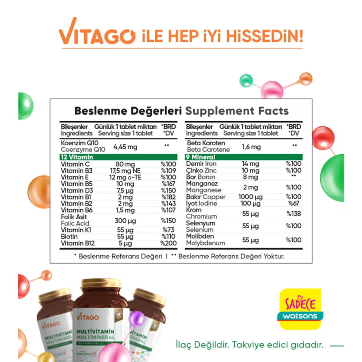 Vitago Multivitamin, Multimineral, Coenzym Q-10 Tabletten