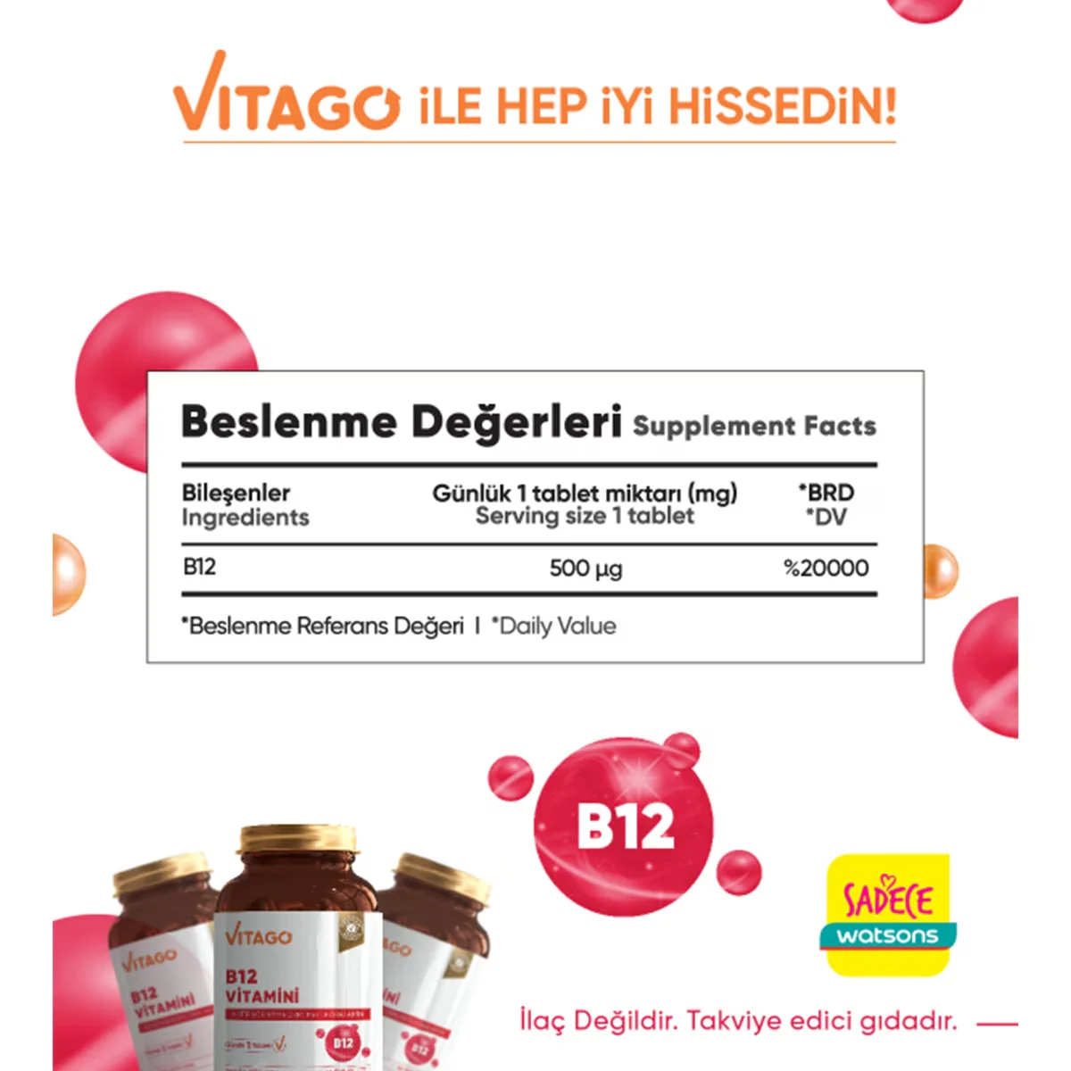 Vitago Vitamin B12 500 mcg Tabletten