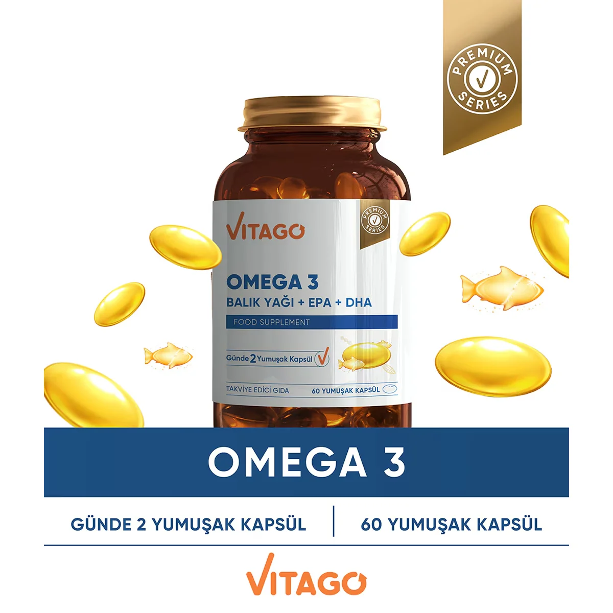 زيت السمك أوميغا 3 EPA DHA من فيتاجو 60 كبسولة Vitago