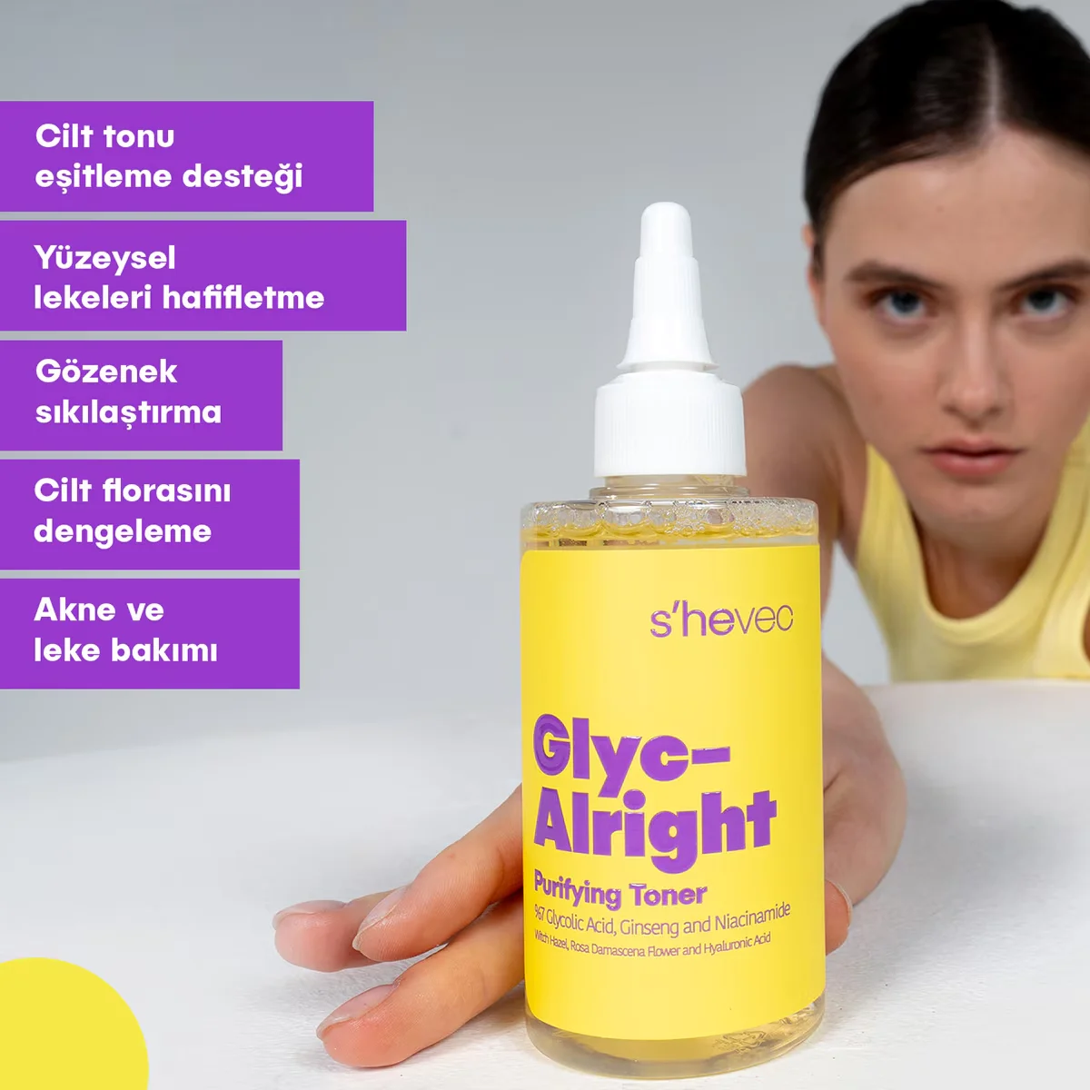 She Vec Glyc-alright -7 glycolic Acid + Ginseng + Niacinamide 200 ml