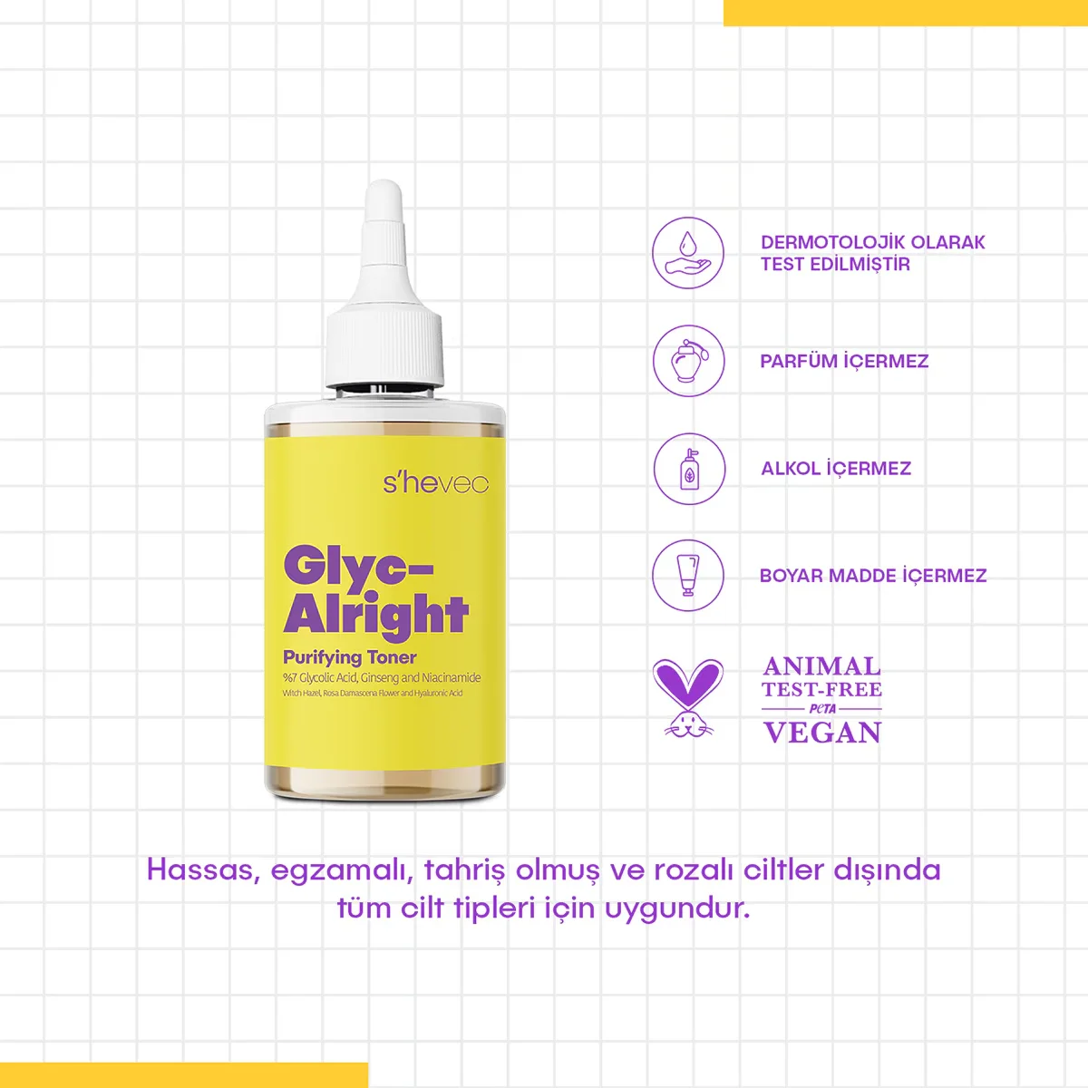 She Vec Glyc-alright -7 glycolic Acid + Ginseng + Niacinamide 200 ml